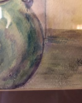 Kenneth Pauli Watercolor Still Life With Green Jug 1985