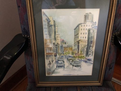 Kenneth Pauli Watercolor, O'Farrell Street, San Francisco