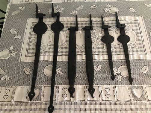 Collection Of 6 Hand Forged 1790 Wrought Iron Hinges