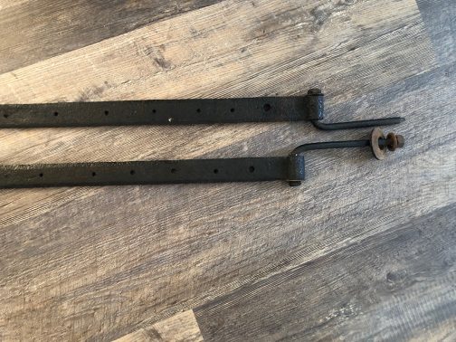 Circa 1790’s Pair Of Large Hand Forged Wrought Iron Strap Hinges