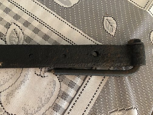 Circa 1790’s Pair Of Large Hand Forged Wrought Iron Strap Hinges