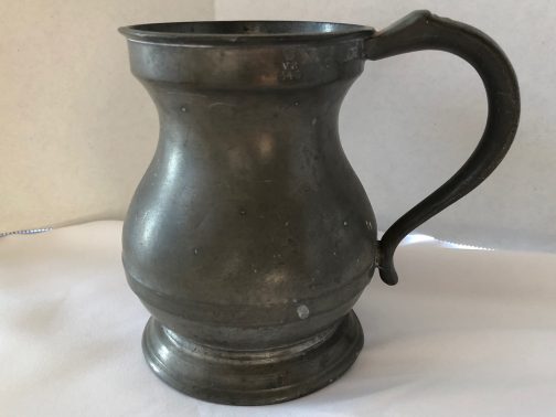 Antique Pint Pewter Tankard With Markings, Crown, VR 346 and PINT