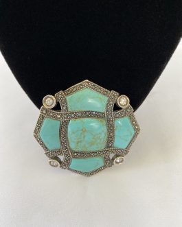 Bold And Beautiful Sterling Silver And Marcasite Brooch