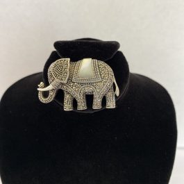 Sterling Silver Marcasite & Mother Of Pearl Elephant Pendant/Brooch
