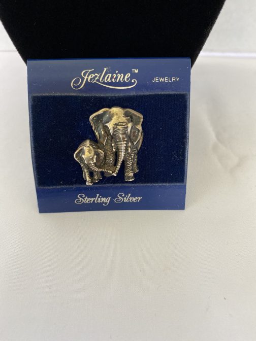 Jezlaine Sterling Silver Elephant Brooch, 1 1/2" X 1"