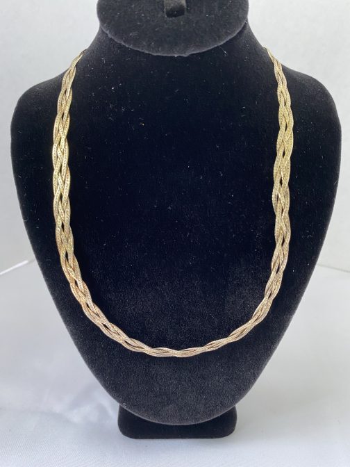Sterling Silver 17” Triple Weaved Chain With Lobster Clasp, Marked Italy 925