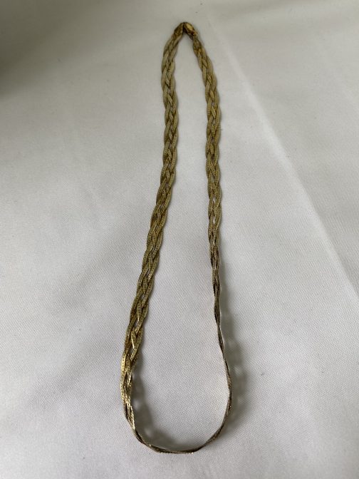Sterling Silver 17” Triple Weaved Chain With Lobster Clasp, Marked Italy 925