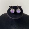 Pair Of Vintage Sterling Silver Earrings With Purple Stones, Marked Shablool Israel 925