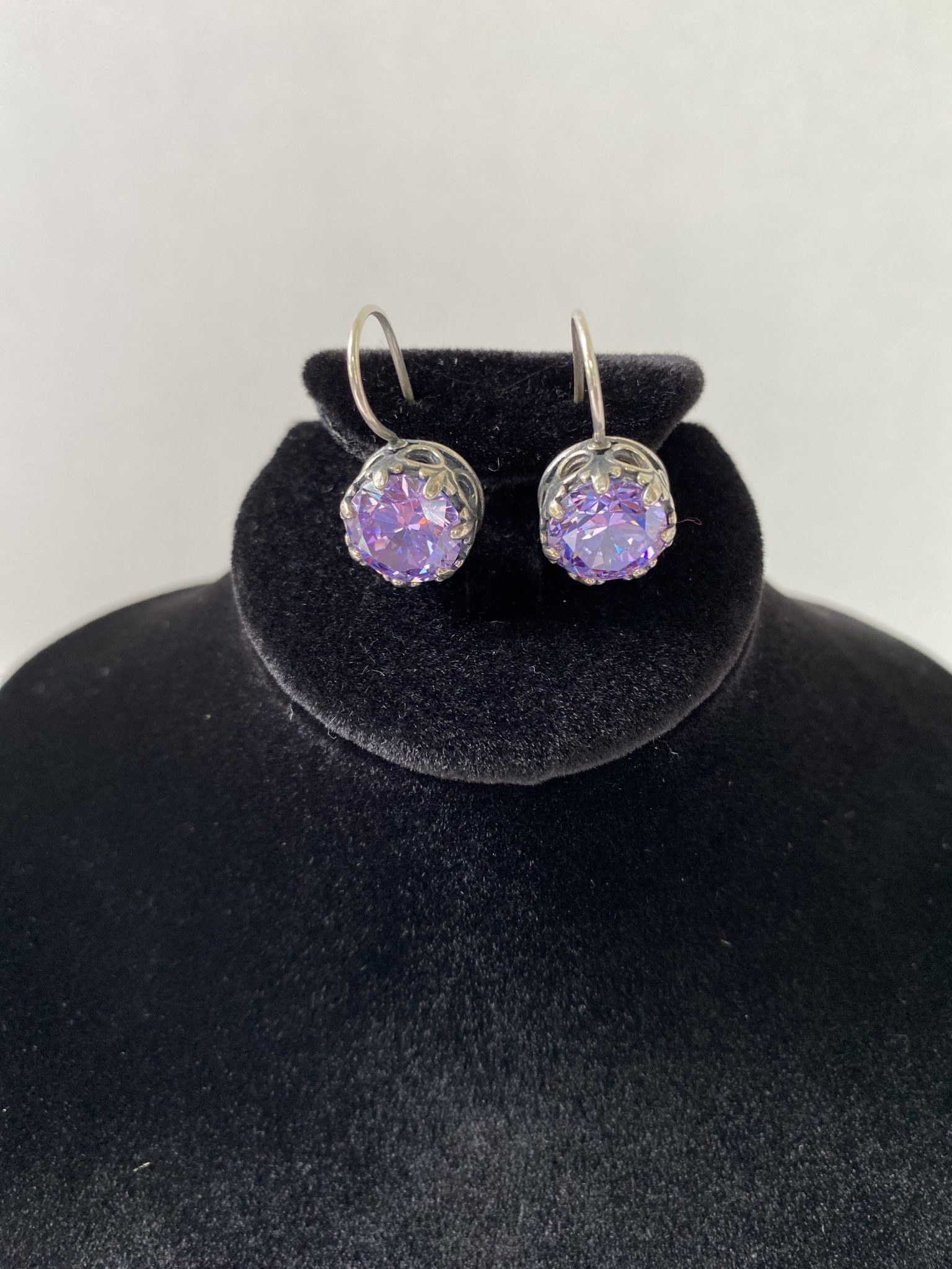 Details about   Sterling Silver SHABLOOL drop lilac Lavender CZ Earrings Jewelry 