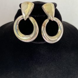 Pair Of Pierced Sterling Silver Earrings, Marked 925, 1¼” In Length