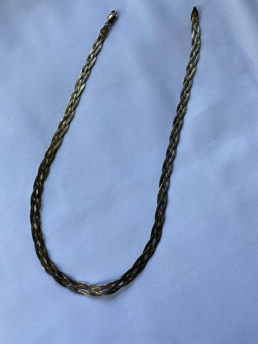 Sterling Silver 17” Triple Weaved Chain With Lobster Clasp, Marked Italy 925