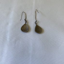 Pair Of Sterling Silver Earrings With Turquoise Heart, 2¾” Long