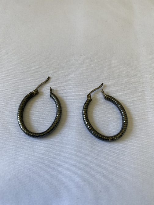 Oval Shaped Sterling Silver Hoops, 1” x ¾”