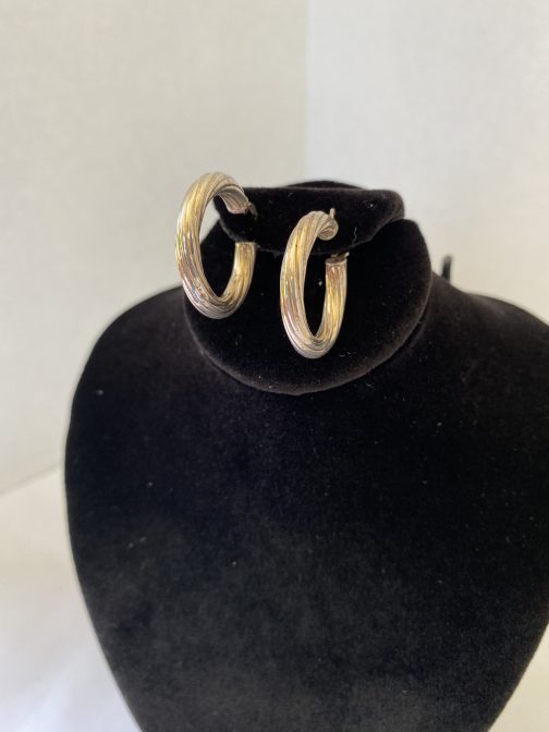 Sterling Silver 1” Hoop Earrings, Marked Italy 925