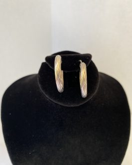Sterling Silver 1” Hoop Earrings, Marked Italy 925