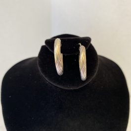 Sterling Silver 1” Hoop Earrings, Marked Italy 925