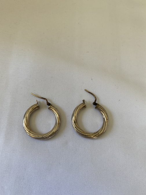Sterling Silver 1” Hoop Earrings, Marked Italy 925