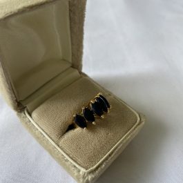 Sterling Silver Ring With Black Stones, Size 5