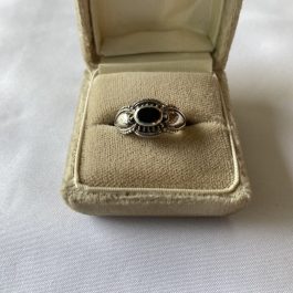Sterling Silver And Onyx Estate Ring, Size 7