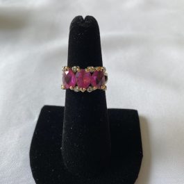 Sterling Silver Ring With Pinkish/Red Stones, Size 6