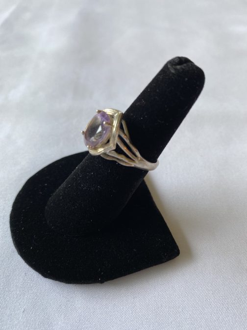 Sterling Silver Ring With Pale Lavender Stone, Size 7