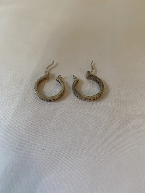 Sterling Silver And Clear Stone Hoop Earrings
