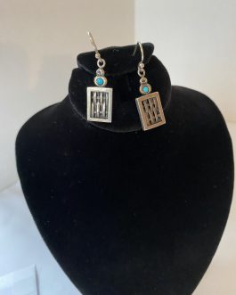 Sterling Silver And Turquoise Pierced Earrings, 1 1/8” In Length