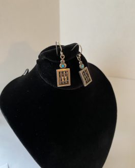 Sterling Silver And Turquoise Pierced Earrings, 1 1/8” In Length