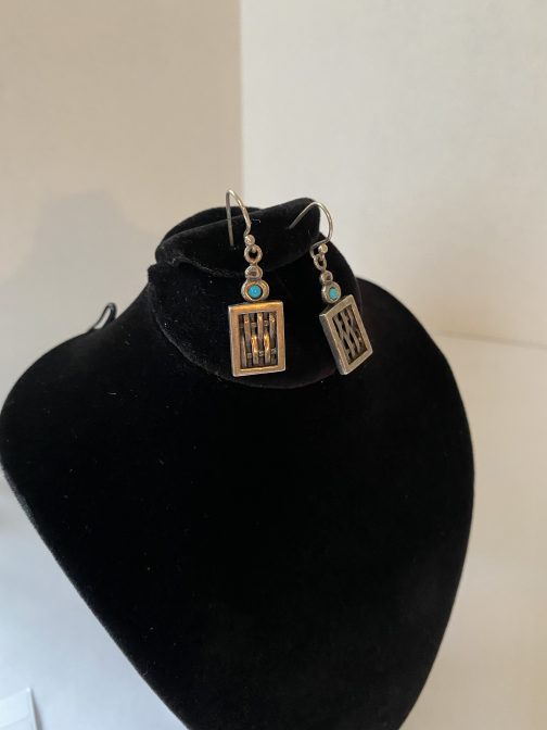 Sterling Silver And Turquoise Pierced Earrings