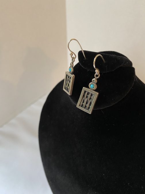 Sterling Silver And Turquoise Pierced Earrings