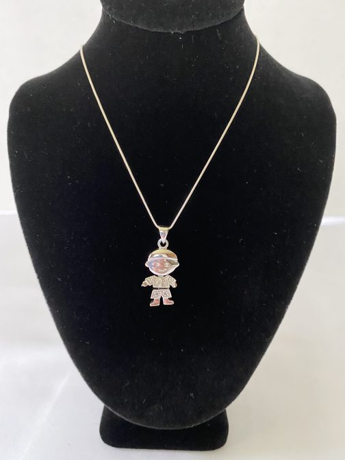 Sterling Silver Little Boy Pendant And 18” Chain