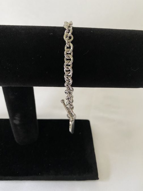 Sterling Silver Toggle Link Bracelet With Heart Charm