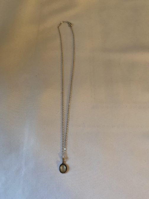 Sterling Silver Necklace With Tiger Eye Stone Pendant 16”
