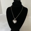 Magnificent Mother Of Pearl Heart Pendant And Chain Set Marked .925