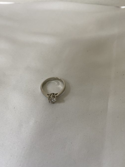 Sterling Silver Ring With Clear Stone, Size 9