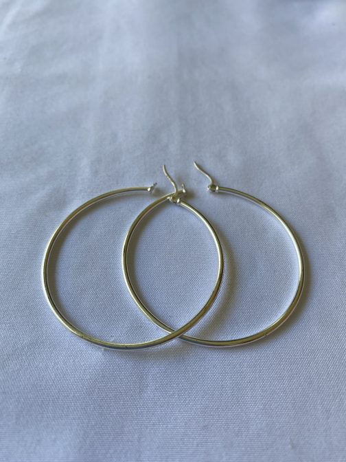 Pair Of Sterling Silver Hoop Earrings 1¾”