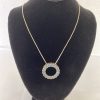 Beautiful Sterling Silver Necklace 26” With Blue Stone Circle Pendant