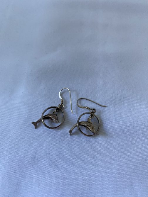 Sterling Silver Dolphin Dangling Earrings