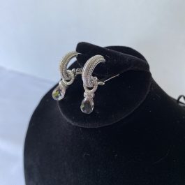 Sterling Silver Dangling Earrings With Clear Stone