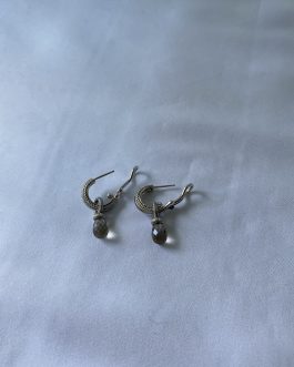 Sterling Silver Dangling Earrings With Clear Stone