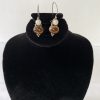 Sterling Silver Pierced Earrings With Gold And White Stones