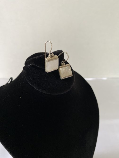 Pair Of Sterling Silver Earrings With White Stone