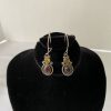 Pair Of Sterling Silver Dangling Earrings With Orange And Yellow Stones