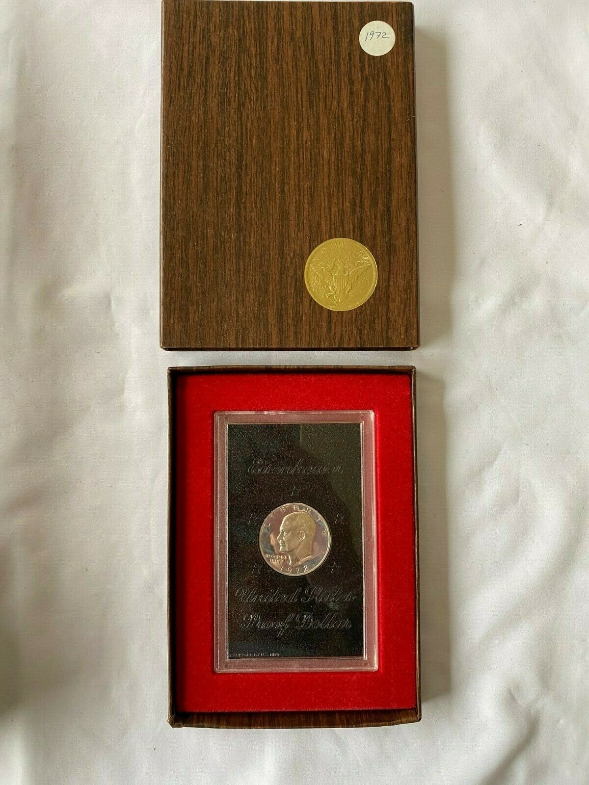 1972 S Eisenhower Original Brown Box Ike Dollar 40% Silver PROOF Coin