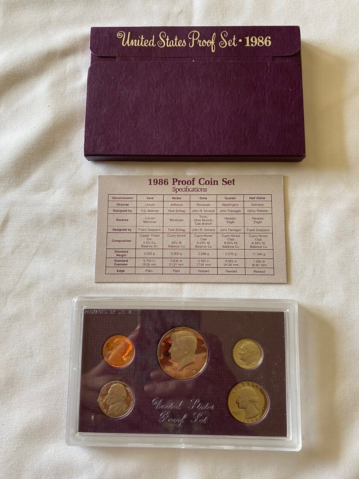 1986-S US Mint Proof Set in OGP Box - 5 Coins