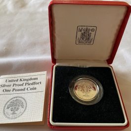 1987 UNITED KINGDOM Silver Proof Piedfort One Pound Coin With Box & COA