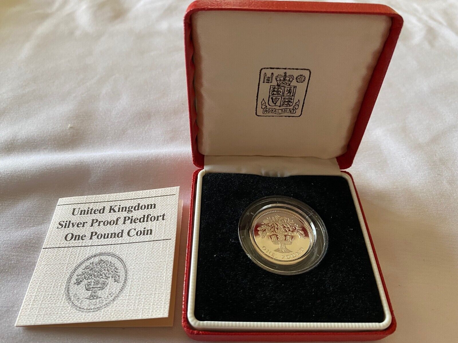 1987 UNITED KINGDOM Silver Proof Piedfort One Pound Coin With Box & COA