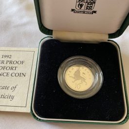 1992 UNITED KINGDOM Silver Proof Piedfort Ten Pence Coin W/Box & COA