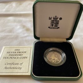 1992 UNITED KINGDOM Silver Proof Piedfort Ten Pence Coin W/Box & COA