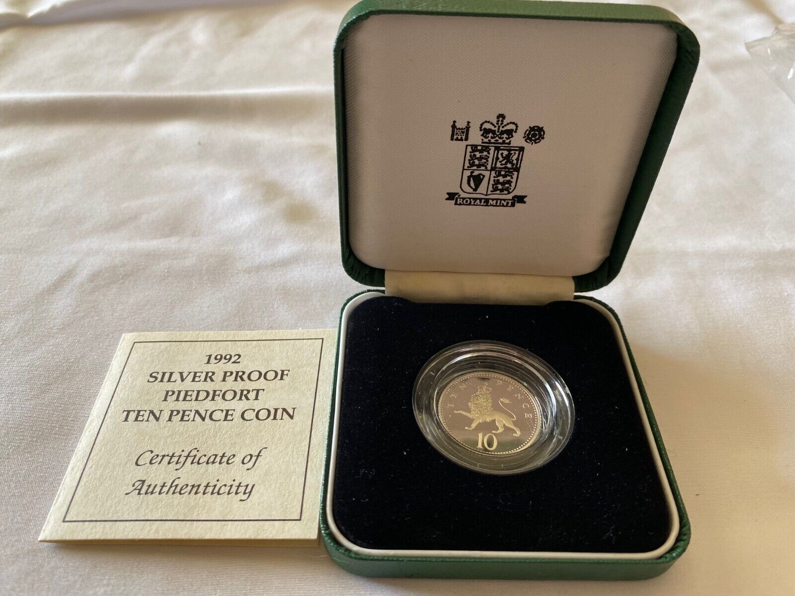 1992 UNITED KINGDOM Silver Proof Piedfort Ten Pence Coin W/Box & COA